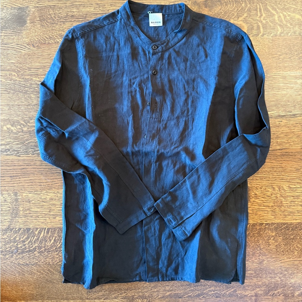 Baldwin Black Mandarin Collar Button-Up Shirt - Picture 2 of 4